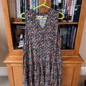 Nine West Floral Midi Dress in Green and Pink